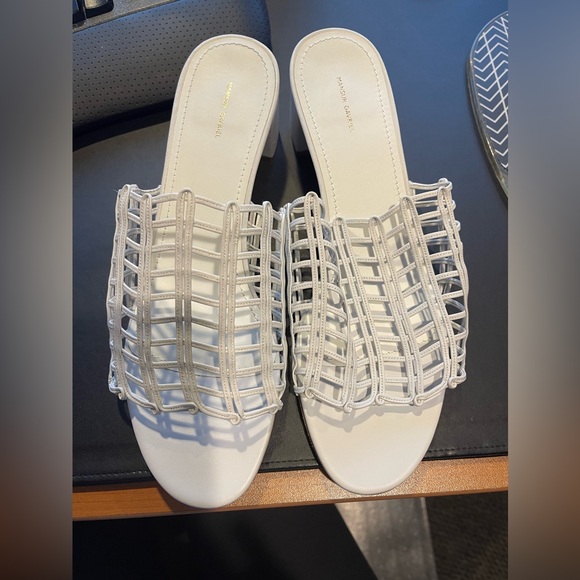 Mansur Gavriel Lamb Grid Mule NWOB size 40 White Leather - Picture 2 of 3